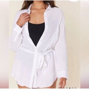 NWT Andie Swim Corvo Button Up White Long Sleeve Lightweight Gauzy Cotton  XXL